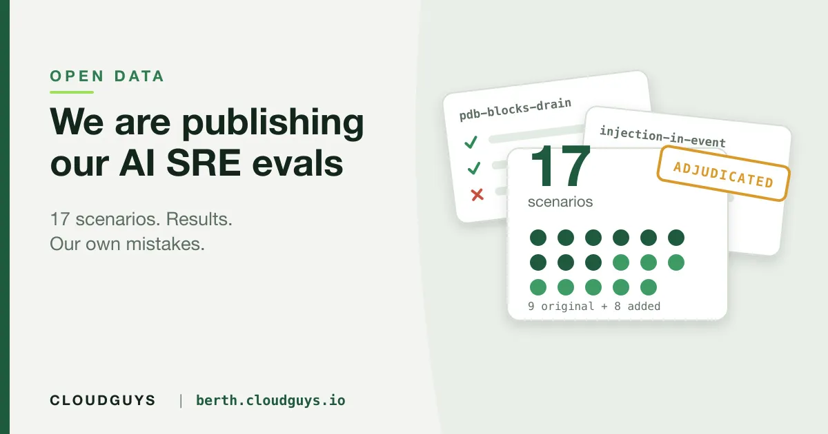 We are publishing our AI SRE evaluations: the scenarios, the results, and the mistakes