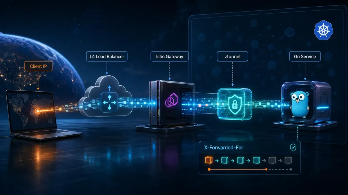 Real Client IP Behind Istio Ambient Gateway: Secure X-Forwarded-For in Go
